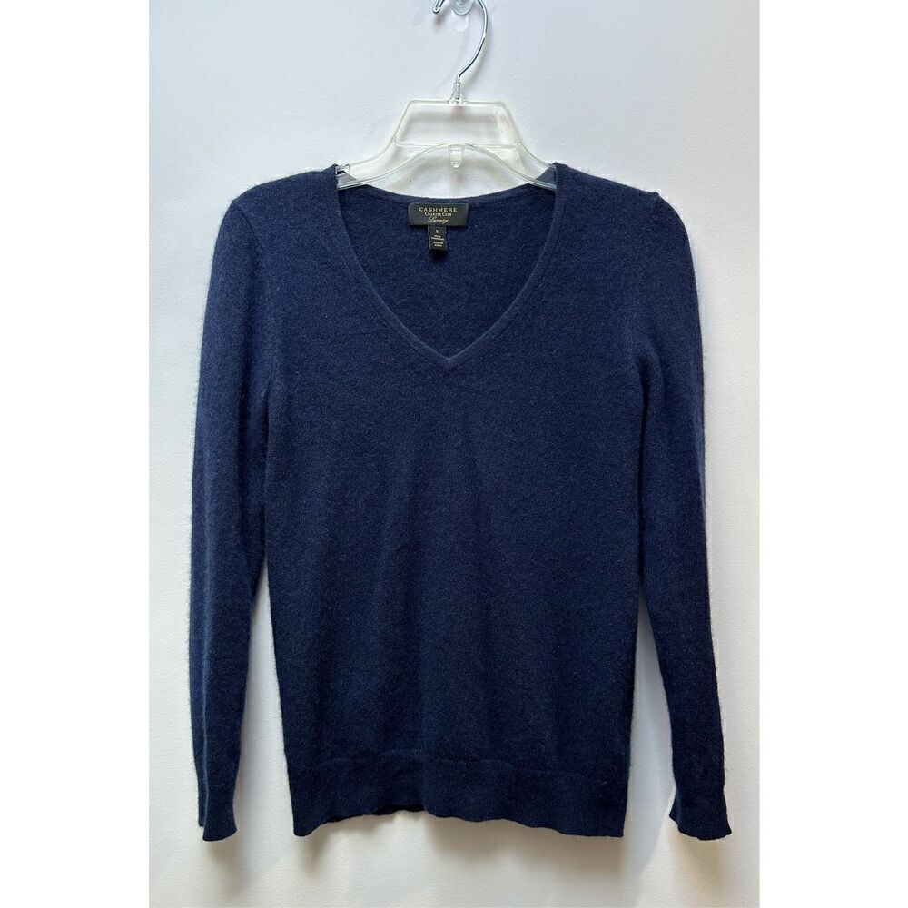 Cashmere Charter Club luxury navy blue v-neck sweater size Small. #6-1522